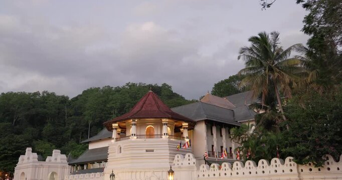 Temple of the Sacred Tooth Relic (Sri Dalada Maligawa) in Kandy at Evening, Sri Lanka