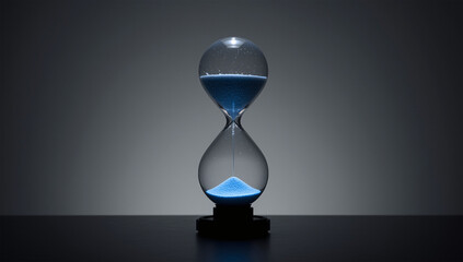 上下の球で色温度を分け過去は暖色未来は寒色で語る砂時計