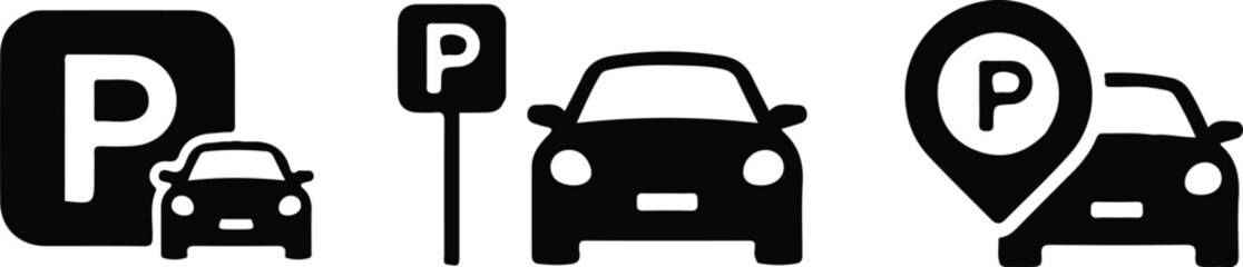 car parking black icon set public location sign vector illustration collection design  © Ammara