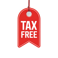 Red Hanging Tag with Tax Free Text and White Border Detail label sale
