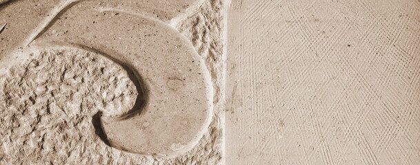 Stone Ornament Relief Textured Closeup Beige Surface Detail Pattern