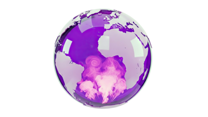 Purple Glass Globe with Pink Smoke Swirls Inside