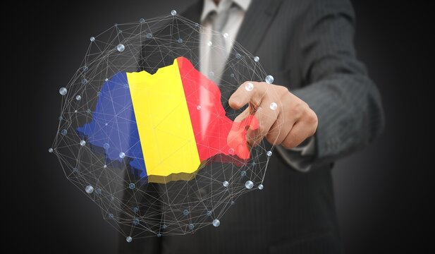 Romania - country shape and flag - 3D illustration