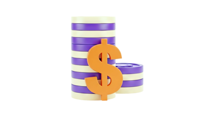 Stacks of Coins and Dollar Sign
