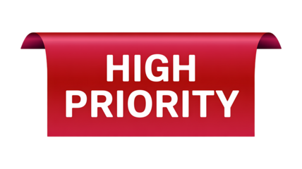 Red Ribbon Banner with White Text High Priority Message urgent important