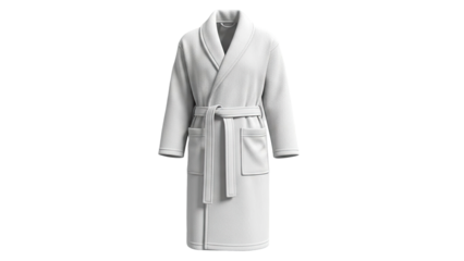 White terry cloth robe with belt and pockets