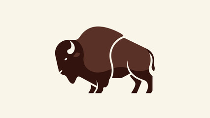 Brown Bison Silhouette Illustration.