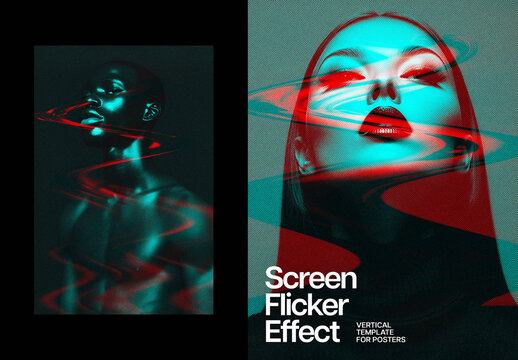 Screen Flicker Poster Effect Mockup