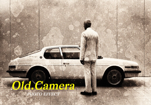 Old Camera Photo Effect Mockup