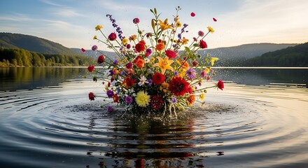 Floral Bouquet in Lake - A Vibrant Symphony of Natures Beauty.