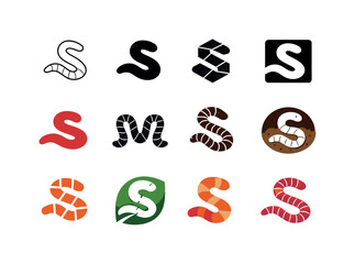 Worm Icons Collection. Worms. Icon set. Set Logo of worms: soil ecosystem worm. harmonious logo variations of the same emblematic concept, each with different