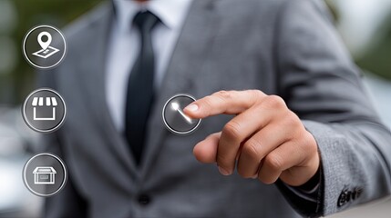 A business professional draws a growth trend line on a world map in a modern office setting while discussing strategies