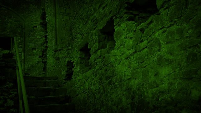 Monster Shadows Over Stairs In Spooky Castle