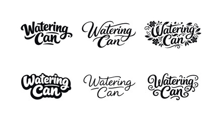 Harmonious Lettering Variations. Watering Can. Set lettering. harmonious lettering variations of the same emblematic concept, each with different artistic