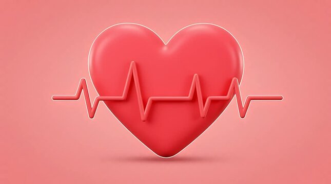 Beating heart animation with moving ECG pulse line.