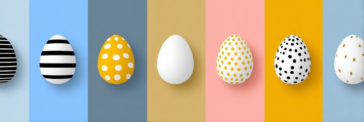 Vibrant and Colorful Easter Eggs in a Flat Design Perfect Pastel Patterns for Spring Celebrations