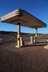 Abandoned American gas station in Morocco. Former movie shoot location.