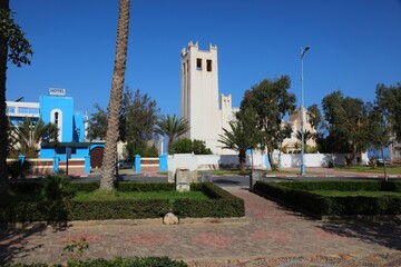 Sidi Ifni town landmark in Morocco. Town square on a sunny day.