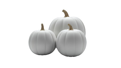 Obraz premium Studio product of white pumpkin trio triangular, isolated on transparent background, overhead viewHD