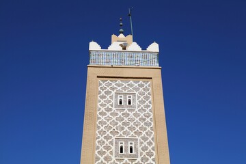 Mosque minaret tower in Taroudant city, Morocco.