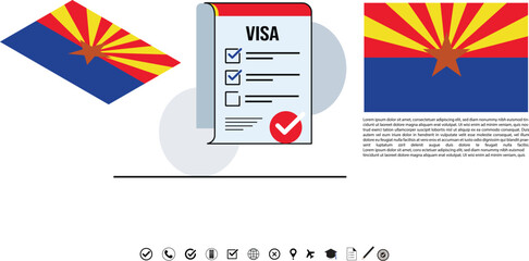 Arizona Flag And Visa Checklist Concept With Document Icon For Travel.