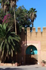 Ramparts and palm trees in Taroudant city, Morocco.