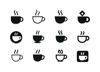 Freelance Logo Variations. Freelancing. Icon set. Set Logo of freelancing: coffee cup with steam. harmonious logo variations of the same emblematic concept,