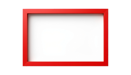 Vibrant red frame isolated on white background for artwork display or photography showcase