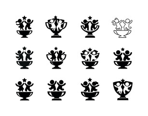 Obraz premium Children's Dance Icons. Children's dance. Icon set. Set Logo of children's dance: dance trophy. harmonious logo variations of the same emblematic concept, each