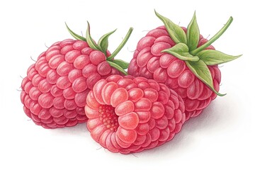Raspberry sweet fruit illustration for web isolated on white background creative design