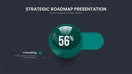 Consulting Showcase 1 Step Chart Slideshow Design. Investor Growth Frame Layout Vector Illustration. Elegant Planning One Element Infographic Presentation Template.
