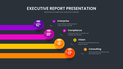 Medical Growth 4 Option Infographic Slide Design. Project Overview Frame Layout Vector Illustration. Clean Showcase Four Element Chart Presentation Template.