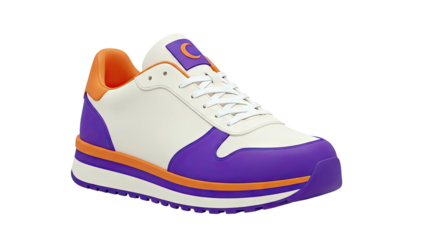 Cream, Purple, and Orange Low-Top Sneaker