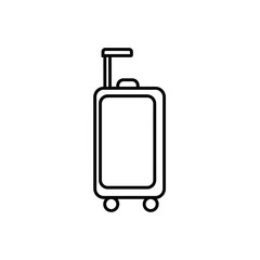 Simple black suitcase illustration on a plain white background viewed from the front