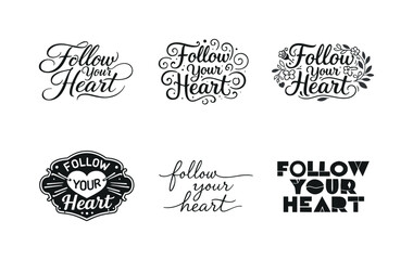 Fototapeta premium Diverse Typography Grid. Soft feminine typography quote. Set lettering. harmonious lettering variations of the same emblematic concept, each with different