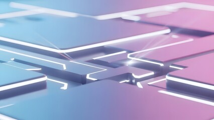 Abstract Glowing Pink and Blue Circuit Board Design Futuristic Technology Background with Clean Lines and Geometric Shapes Soft Lighting