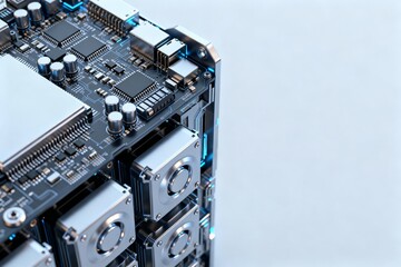 Closeup of computer hardware components