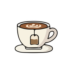 Obraz premium Hot Tea Cup with Teabag – Warm Beverage Vector Illustration