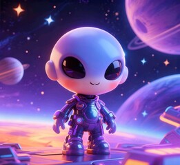 Naklejka premium cute astronaut in space