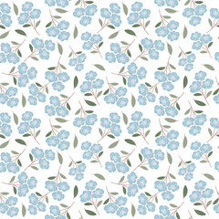 coquette blue seamless flowers pattern. Delicate petals and vibrant blossoms create an artistic and vintage botanical illustration. Perfect for wallpaper, fabric, wrapping paper and more.