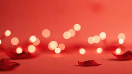Soft glow of warm amber lights with scattered petals for valentine's day