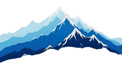 Abstract Blue Mountain Range with Snow-Capped Peaks