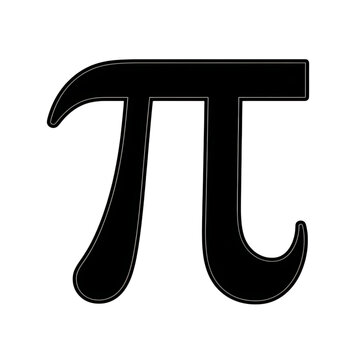 Black pi symbol isolated on transparent background for math and science
