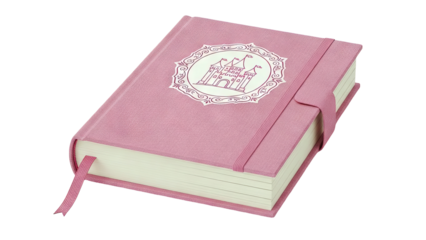 Pink Notebook with Castle Emblem and Elastic Closure