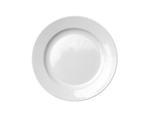 Mockup of Empty white plate isolated on a transparent background, top view.