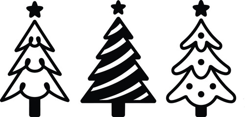 Fototapeta premium Black Pine Tree Forest Silhouette Vector Illustration Isolated on White Background Representing Nature, Woodland, and Evergreen Landscape