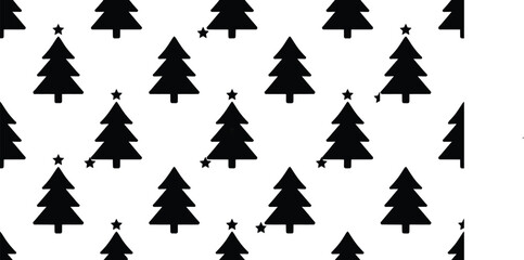 Black Pine Tree Forest Silhouette Vector Illustration Isolated on White Background Representing Nature, Woodland, and Evergreen Landscape