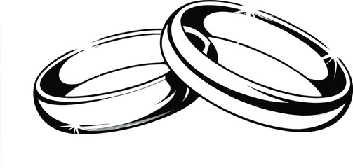 Luxury Gold Diamond Wedding and Engagement Rings Icon Set on Black Background Symbolizing Marriage, Love, Proposal, and Jewelry Design