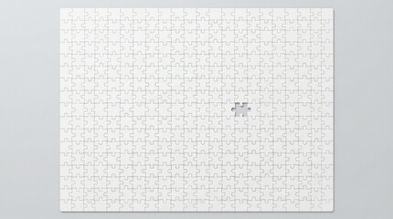 最後の1ピースが欠けた白いジグソーパズル