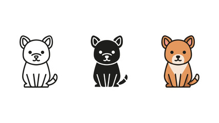 Obraz premium Three Cats Sitting Illustration